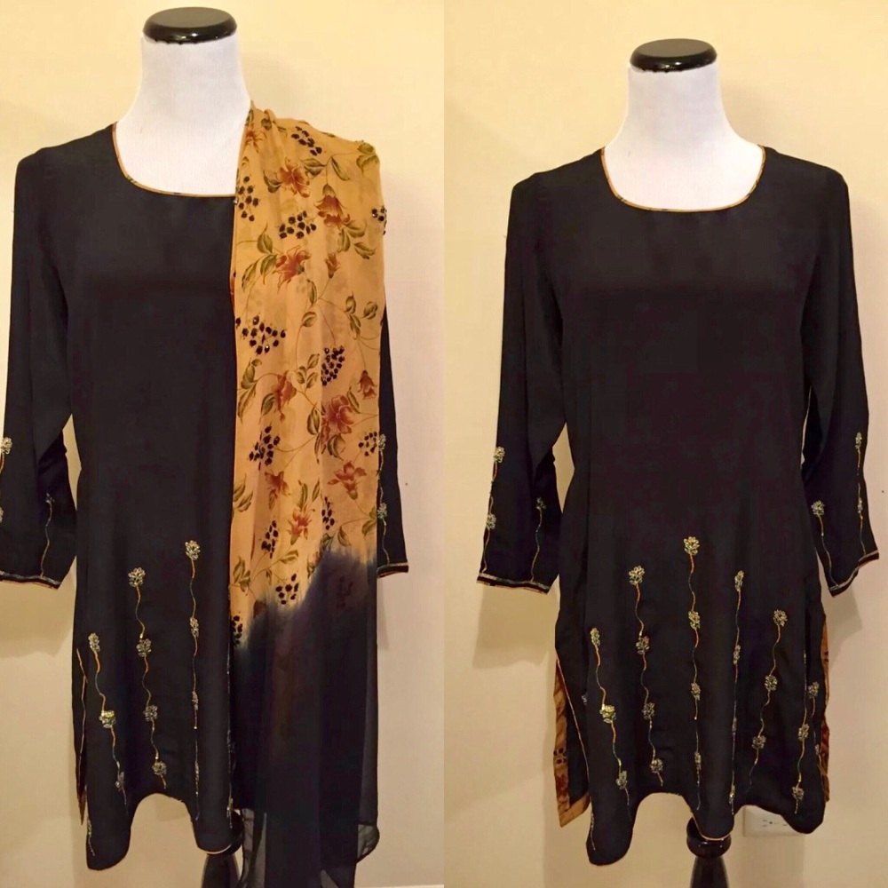 Silk Salwar Kameez Chiffon Dupatta Sequins Work
